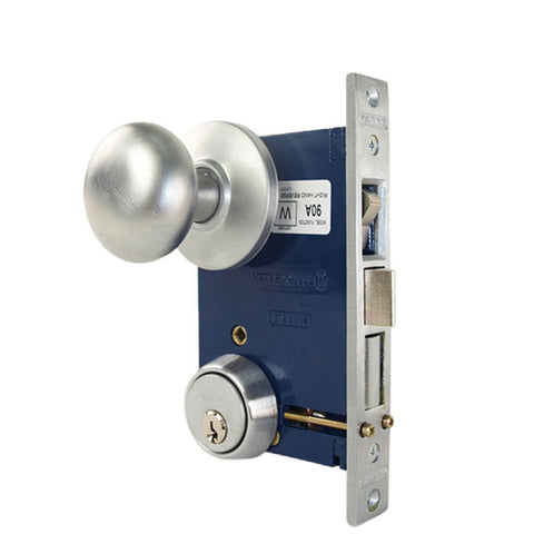 Marks USA - Series 22AC - Ornamental Iron Mortise Lockset - Double Cylinder - Backset 2-1/2" - 1" x7-1/8" Lock Front - Entrance - Satin Chrome - Optional Handing