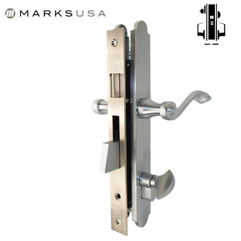 Marks USA - Thinline Series 2750B - Ornamental Iron Mortise Lockset - Sgl Cylinder - Backset: 1" - Entrance - 26D - Satin Chrome - LH/RH