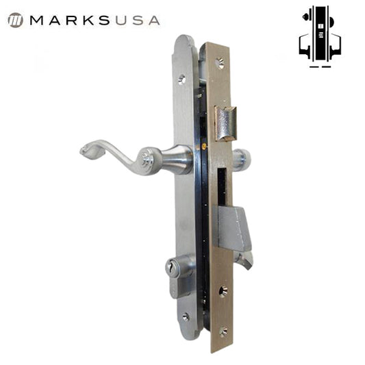 Marks USA - Thinline Series 2750B - Ornamental Iron Mortise Lockset - Sgl Cylinder - Backset: 1" - Entrance - 26D - Satin Chrome - LH/RH