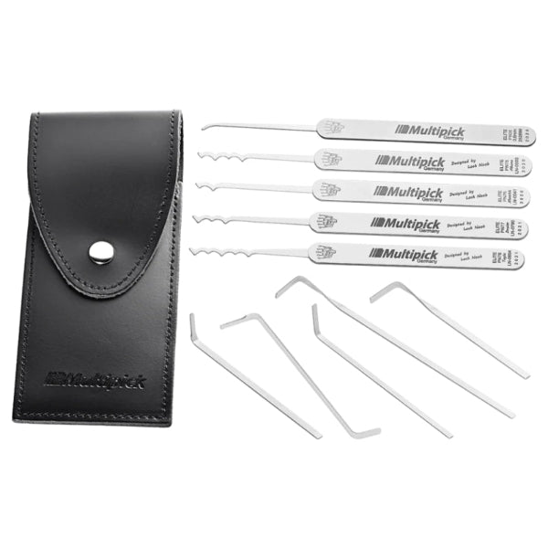 Multipick ELITE 10 Duo Peak Rake Lock Pick Set with case - full view
