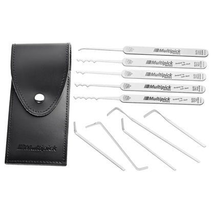 Multipick ELITE 10 Duo Peak Rake Lock Pick Set with case - full view