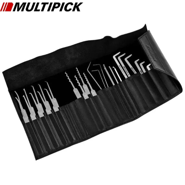 Multipick MP-3PNS19 lock pick set with leather case fully opened