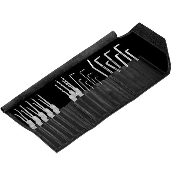 Close-up view of Christina Palmer's lock pick designs in ELITE set