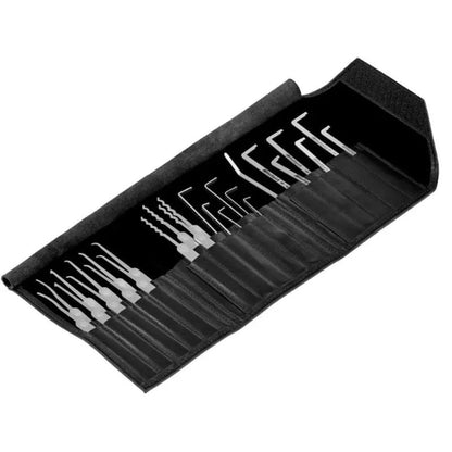 Close-up view of Christina Palmer's lock pick designs in ELITE set
