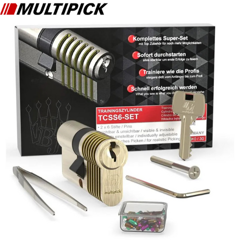 Multipick -  TCSS6-SET - 6 pin advanced Euro Profile Training Lock set + Pinning kit