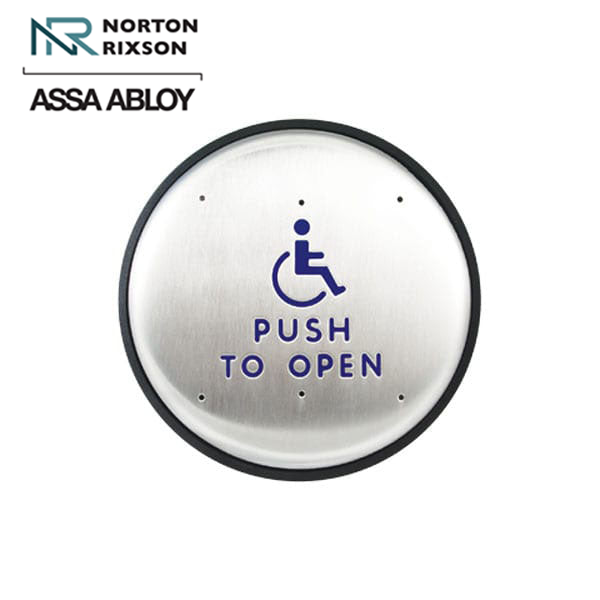 Norton - 533 - Door Switch - 6" Round - RF 433 MHz - ADA Symbol - Satin Stainless Steel