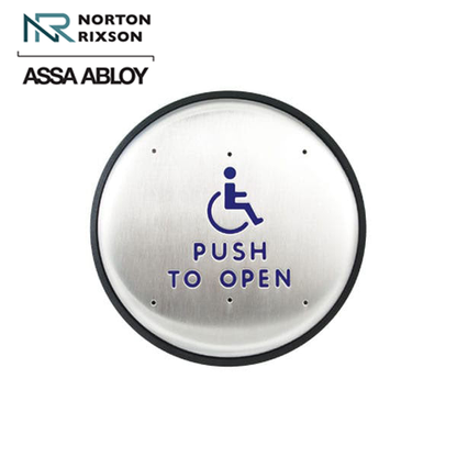 Norton - 533 - Door Switch - 6" Round - RF 433 MHz - ADA Symbol - Satin Stainless Steel