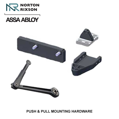 Norton - 5845 - Regenerative Door Operator ADAEZ PRO COMPLETE Kit - Push & Pull Mounting - Square Buttons - Satin Aluminum - Grade 1