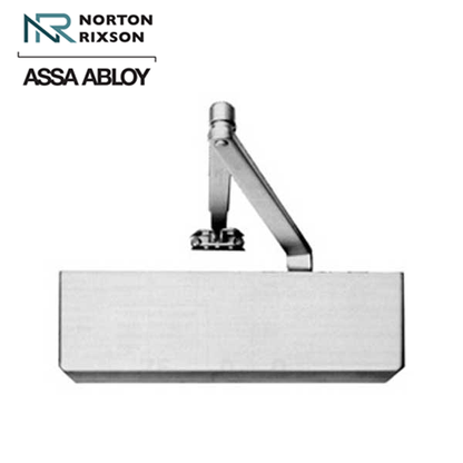 Norton - 7500 - Tri-Packed Manual Commercial Door Closer - Back Check Function - PA Bracket/Regular/Top Jamb - Adjustable Arm - Adjustable Sizes 1-6 - Plastic Cover - Satin Aluminum - Fire Rated - Grade 1