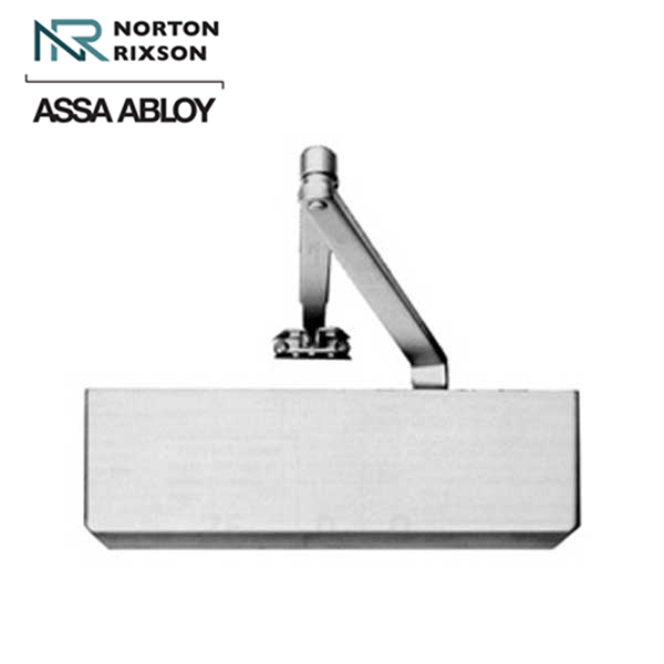 Norton - 7500 - Packed Manual Commercial Door Closer - Back Check Function - PA Bracket/Regular/Top Jamb - Hold Open - Adjustable Arm - Adjustable Sizes 1-6 - Plastic Cover - Satin Aluminum - Fire Rated - Grade 1