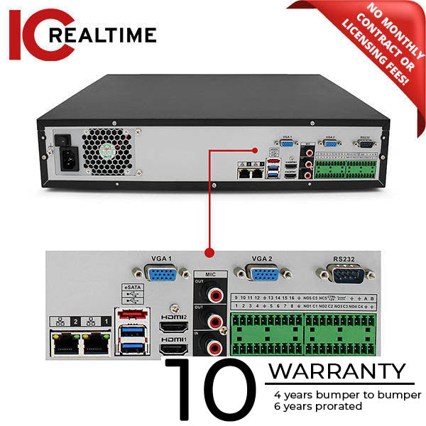 IC Realtime - NVR-EL16-2U12MP1 / 16Ch Rack-Mount NVR - 80TB Max (Starting At 4TB HDD) / 2xRJ45 / 12MP IP Support / 320Mbps Bandwidth