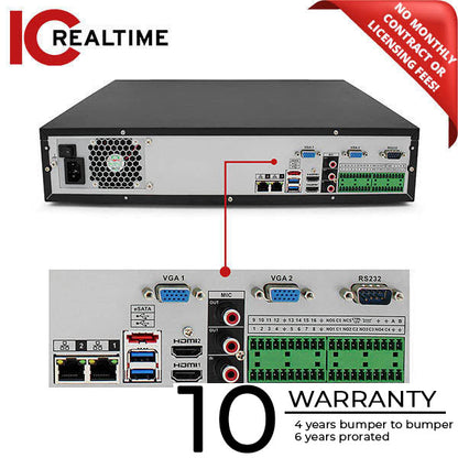 IC Realtime - NVR-EL16-2U12MP1 / 16Ch Rack-Mount NVR - 80TB Max (Starting At 4TB HDD) / 2xRJ45 / 12MP IP Support / 320Mbps Bandwidth