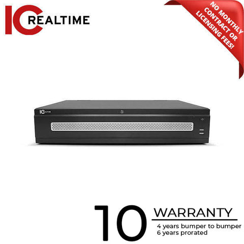 IC Realtime - NVR-EL64-2U12MP1 / 64Ch Rack-Mount NVR. 80TB Max (Starting At 10TB HDD) / 2xRJ45 / 12MP IP Support / 384Mbps Bandwidth / TAA Complliant