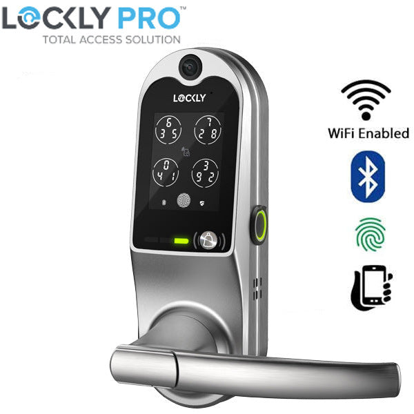 Lockly  Guard VISION DUO 698D - Doorbell Video Camera Smart Lock - Interconnected Deadbolt Latch  - Fingerprint Reader - Wi-Fi-Bluetooth App Controlled - Optional Finish