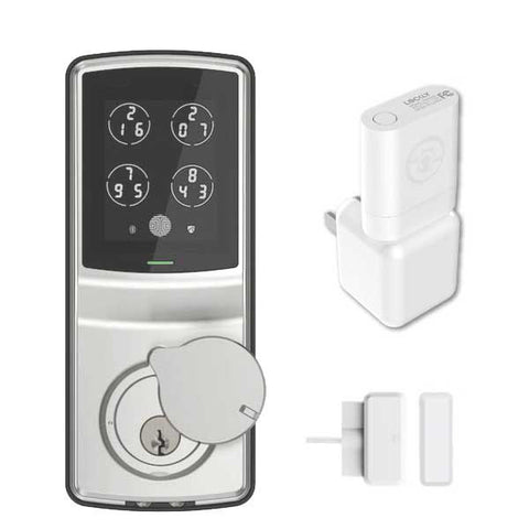Lockly - PGD728WSN - Secure PRO Electronic Deadbolt - Fingerprint Reader - Bluetooth - Wi-Fi Hub - Satin Nickel