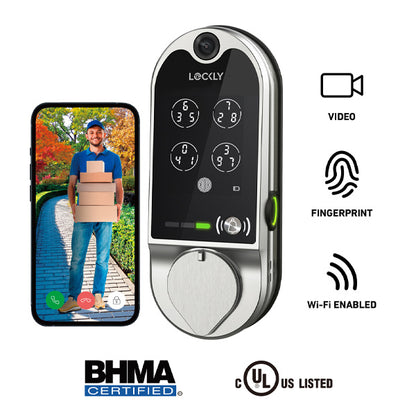 Lockly Guard - VISION 798 - Doorbell Video Camera Deadbolt Smart Lock - Fingerprint Reader - Wi-Fi-Bluetooth App Controlled - Fire Rated - Optional Finish