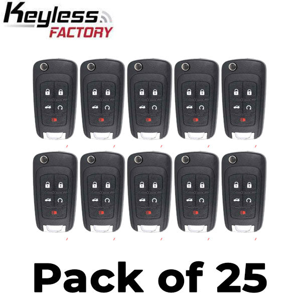 25 x 2010-2019 GM / 5-Button Flip Key / PEPS / PN: 13504199 / OHT01060512 / HU100 / PEPS (AFTERMARKET) (Bundle of 25)