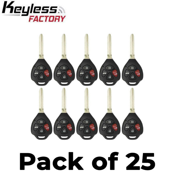 25 x 2007-2010 Toyota Camry Corolla / 4-Button Remote Head Key / PN: 89070-06231 / HYQ12BBY (4D67 Chip) (AFTERMARKET) (Bundle of 25)