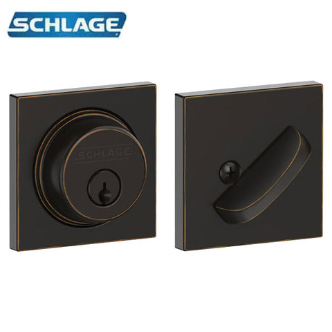 Schlage - B60 - Single Cylinder Deadbolt Lock - Collins Rose - 5-Pin - KD - Antique Bronze - Grade 1