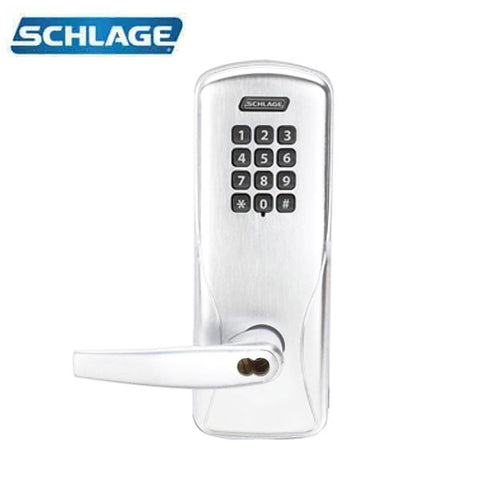 Schlage - CO-100 - Grade 1 Cylinder Keypad Programmable Lock - 6-pin SFIC Prep - Athens Lever - Right Hand Reverse - Storeroom - Bright Chrome - Exit Trim - Grade 1