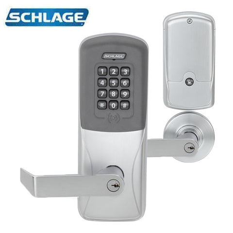 Schlage - CO-200 - Cylinder Keypad Programmable Lock - 6-Pin - Rhodes Lever - Classroom - Satin Chrome - Exit Trim - Grade 1