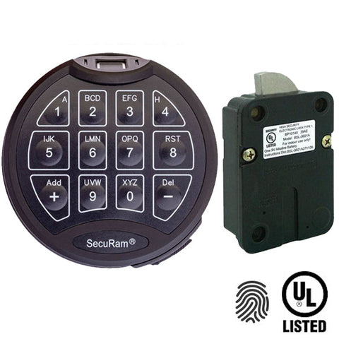 SECURAM - ScanLogic Basic Fingerprint Electronic Safe Keypad With Digital Lock Body - UL Listed - Matte Black
