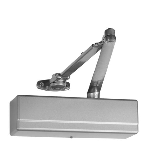 Sargent - 1431 - Powerglide Door Closer - Back Check Function - Pull Side Track With Bumper - Adjustable Size 1-6 - Plastic Cover - Sprayed Aluminum Enamel - Fire Rated - Grade 1