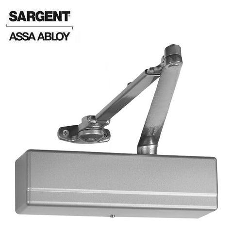 Sargent - 1431 - Powerglide Door Closer - Back Check Function - Pull Side Track With Bumper - Adjustable Size 1-6 - Plastic Cover - Sprayed Aluminum Enamel - Fire Rated - Grade 1