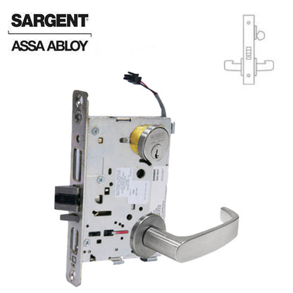 Sargent - 8270 - Electromechanical Mortise Lock - LN Rose / L Lever - Fail Safe - LFIC - 26D - Satin Chrome Plated - 24V - Grade 1