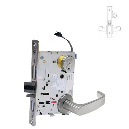 Sargent - 8270 - Electromechanical Mortise Lock - LN Rose / L Lever - Fail Safe - LFIC - 26D - Satin Chrome Plated - 24V - Grade 1