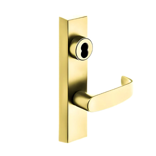 Sargent - 70-713-4-ETP-RHRB-3 - Exit Device Trim - Classroom Function - Key Outside Unlocks/Locks Trim - For Concealed Vertical Rod (8400, 8600 Series) Devices - SFIC Prep Less Core - P Lever - Right Hand Reverse - Grade 1 - Bright Brass 605/US3 Finish