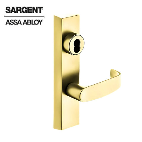 Sargent - 70-713-4-ETP-RHRB-3 - Exit Device Trim - Classroom Function - Key Outside Unlocks/Locks Trim - For Concealed Vertical Rod (8400, 8600 Series) Devices - SFIC Prep Less Core - P Lever - Right Hand Reverse - Grade 1 - Bright Brass 605/US3 Finish