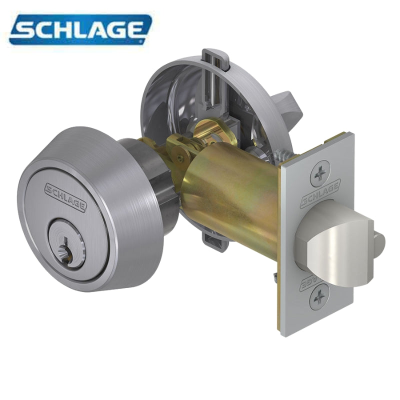 Schlage B250P6626 Deadlatch Grade 2 Single Cylinder Satin Chrome