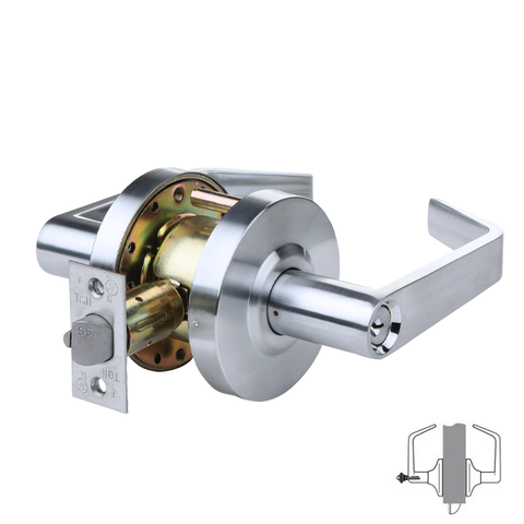 TELL- CL101027 - Standard Duty Cylindrical Leverset - Cortland - Storeroom - 2 3/4" Backset - Schlage C Keyway - Satin Chrome - Grade 2
