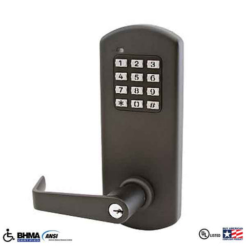 TownSteel - XCE2010S - Electronic Push Button Lever Set - Rigid Lever Set - Sentinel Lever - Dark Oxidized Bronze  - Grade 1