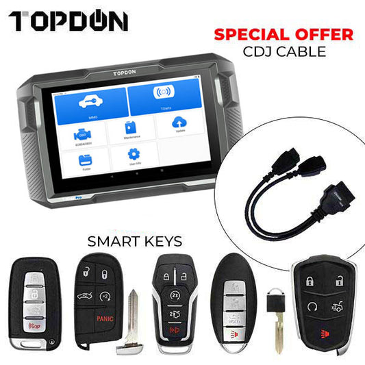 TOPDON - T-Ninja Pro - OBD Automotive Key Programmer + CDJ Cable + 5 Smart Keys