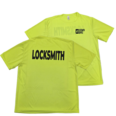 T-shirt - 24/7 Locksmith Service - Optional Sizes - Fluorescent Yellow