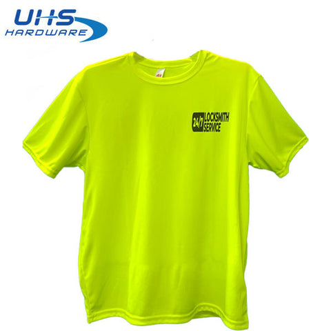 T-shirt - 24/7 Locksmith Service - Optional Sizes - Fluorescent Yellow
