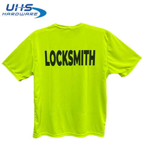 T-shirt - 24/7 Locksmith Service - Optional Sizes - Fluorescent Yellow