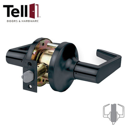 TELL - CL102912 - LC2400 Series Heavy Duty Cylindrical Leverset - Matte Black - 2-3/4" Backset - Cortland Lever - Grade 2 - Optional Function