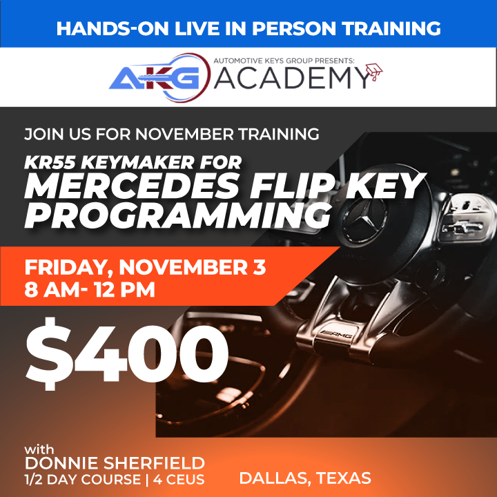 Hands-On Live In-Person Training - KR55 Keymaker For Mercedes Flip Key Programing With Donnie Sherfield - 1/2 Day Course - 4 CEU's (November 3, 2023 - Dallas, Texas)