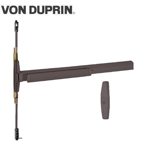 Von Duprin - 3347ANL-OP - Panic Rim Exit Device - Narrow Stile Pushpad - 36" - Night Latch - Field Reversible - Less Trim - Dark Bronze Aluminum - Grade 1