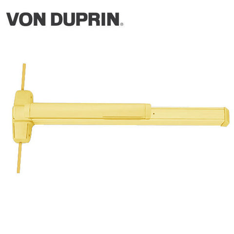 Von Duprin - 9927EO - Surface Mounted Vertical Rod Exit Device - Exit Only - Fire Rated - No Trim - Hex Key Dogging - Bright Brass - Field Reversible - 3 Foot