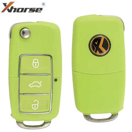 High-quality Xhorse VVDI Volkswagen B5 style remote key with wired compatibility and durable green finish