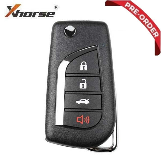 Xhorse - Toyota Style  4-Button Universal Remote Flip Key for VVDI Key Tools (Wired) Replacement for XKTO10EN (PRE-ORDER)