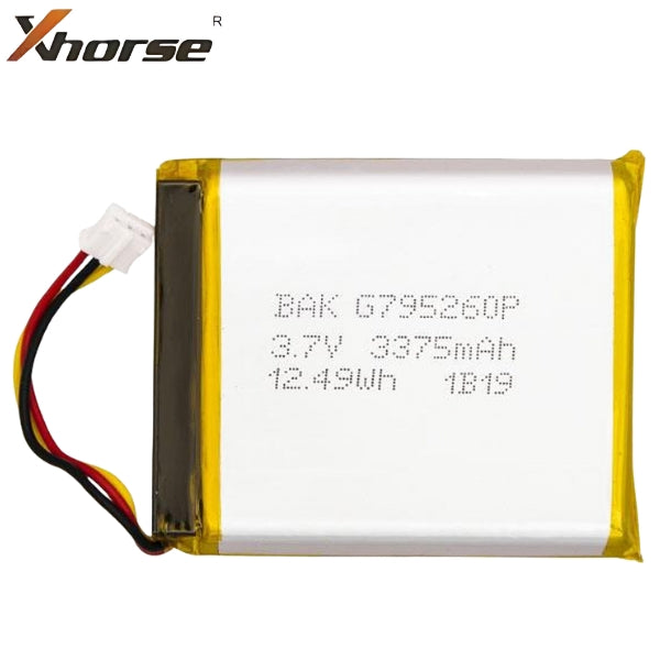 Front view of the Xhorse Replacement Battery for Key Tool Max (Model XDKM98GL), showcasing its compact design and specifications.