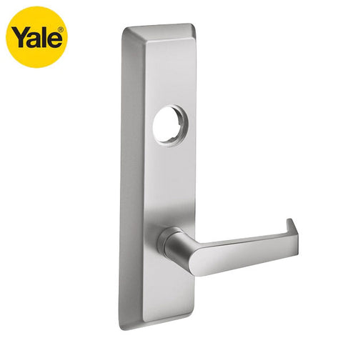 Yale - AU626F - Exit Device Trim - Classroom / Storeroom Function - Less Cylinder - For 1500, 2100, 6100, 7100 Series Exit Devices - Less Cylinder - RHR - Augusta Lever - Stainless Steel - Grade 1