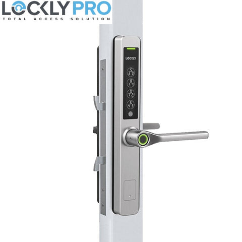 Lockly Pro GUARD - PGD228WSLSS - Slide Edition - Narrow Stile - Athena Biometric Electronic Double Hook Mortise Lever Set - Backset 1-3/16" - RFID - Fingerprint Reader - Wifi - Bluetooth - Stainless Steel - (PREORDER) - UHS Hardware