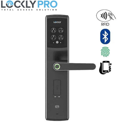 Lockly Pro - PGD829BFSG - Quote Series - Secure Lux - Mortise Smart Lock  - Fingerprint Reader - RFID Card - Bluetooth - Space Grey