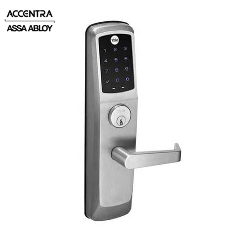 Accentra (Formerly Yale) - NexTouch - Commercial Electronic Lever Keypad Exit Trim - Augusta Lever - Touchscreen w/ Key Override - YALE Keyway - Satin Chrome - Grade 1